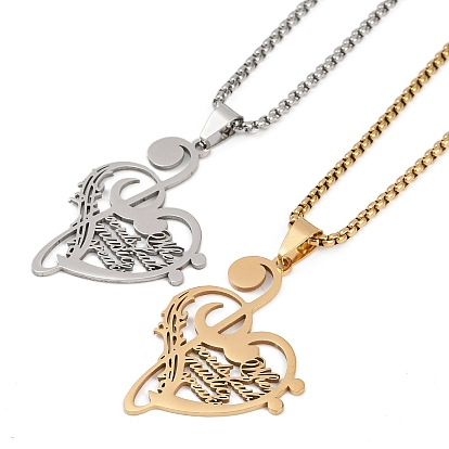 201 ожерелья из нержавеющей стали с музыкальными нотами и цитатами в виде сердца