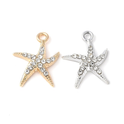 Сплава кристалла горный хрусталь подвески, стойки покрытие, без кадмия, без никеля и без свинца, морская звезда