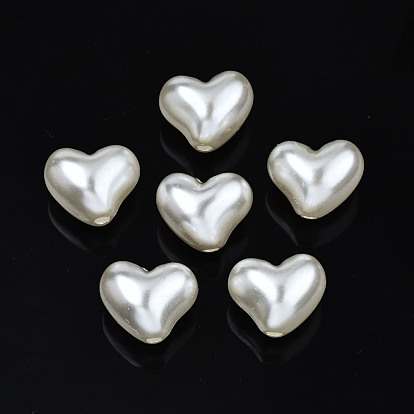 ABS Plastic Imitation Pearl Beads, Heart