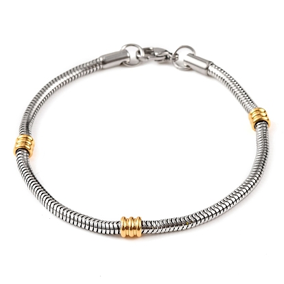 304 Stainless Steel Round Snake Chain Bracelets for Women