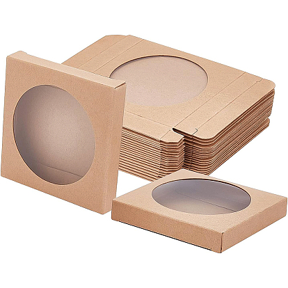 Складная творческая коробка крафт-бумаги, свадебные подарочные коробки, ящик для подарков, бумажная подарочная коробка, с чистым окном, прямоугольные