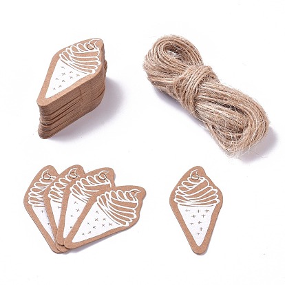 Paper Gift Tags, Hange Tags, For Arts and Crafts, with Jute Twine, Ice Cream