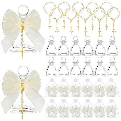 Наборы украшений для крещения, включая пробку для флакона с ароматом из стеклянного шарика и сам флакон, Сумочки из органзы, Сплав браслеты, упаковочные ленты из полиэстера