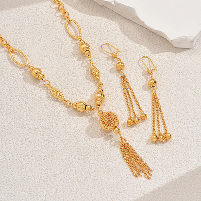 Комплекты из серег и ожерелий из полых круглых бусин из сплава для женщин