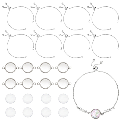 Набор для самостоятельного изготовления браслета со слайдером из купольного звена, включая изготовление браслета с ползунком из латунной коробки и настройку разъема кабошон, Кабошоны из стекла