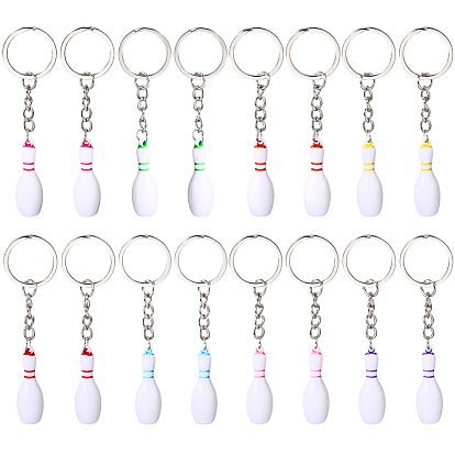 16 шт. 8 брелок-подвеска из сплава смолы разных цветов, боулинг, белые