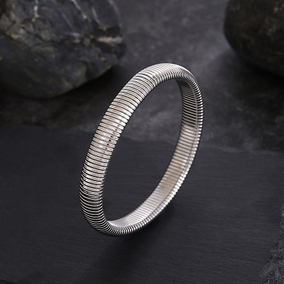 201 Ребристые браслеты из нержавеющей стали для женщин, кольцо