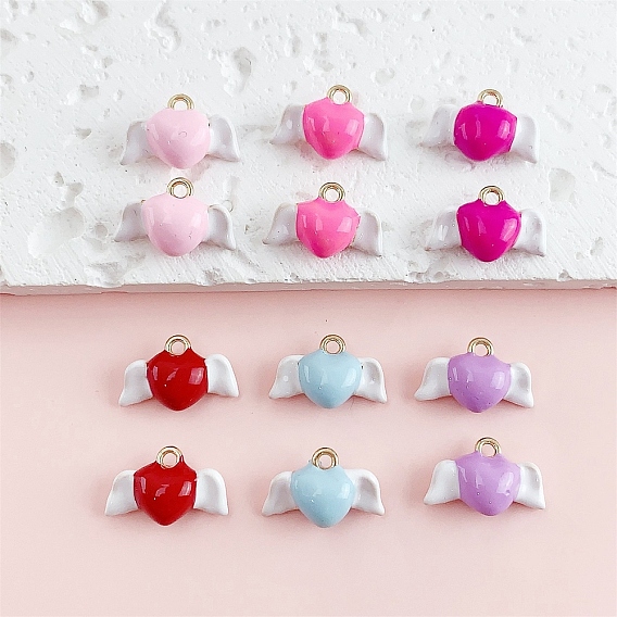 Подвески из эмали и сплава, сердце с крыла прелести, золотые