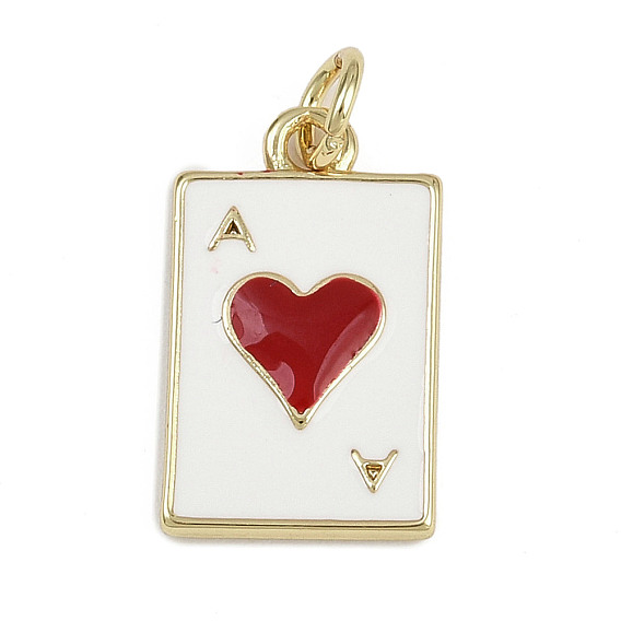 Латунь эмаль подвески, очарование туз червей, без кадмия и без свинца, реальный 18 k позолоченный, с целью перехода в кольце