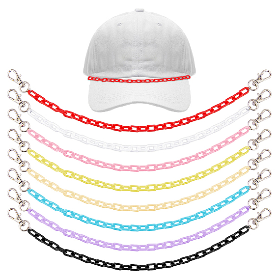 10 шт 10 цвета акриловые звенья бейсболка цепь, Сплав с застежками когтя омара