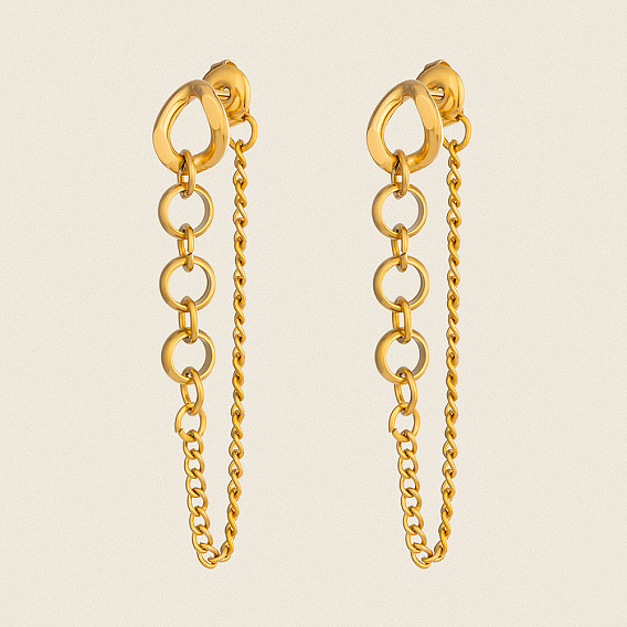 304 Stainless Steel Chain Tassel Stud Earrings for Women