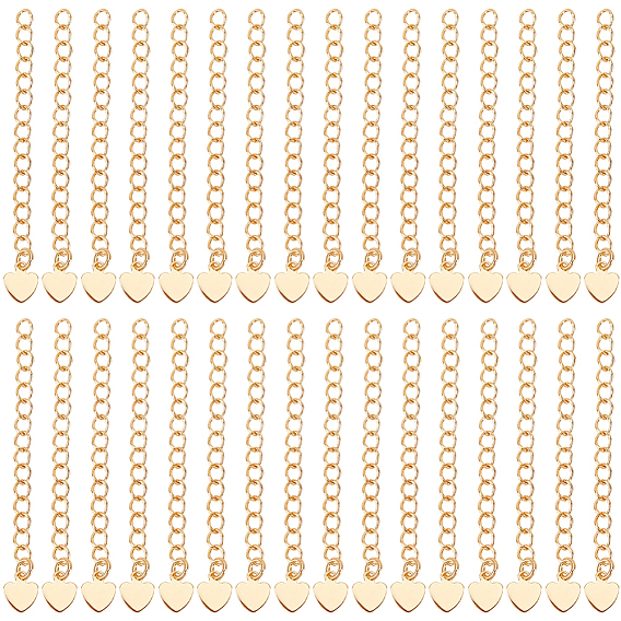 40extensor de cadena de cable de latón (piezas), con dijes en forma de corazón, sin níquel