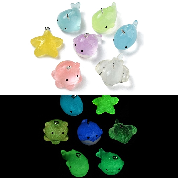 Светящиеся подвески смолы, с железной петлей, рыба