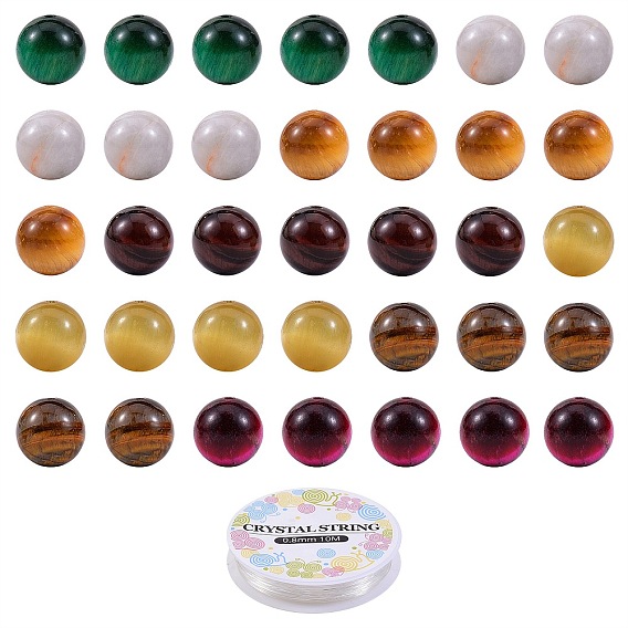 Наборы для изготовления браслетов своими руками, 33 шт 10 бусины из натурального тигрового и ястребиного глаза мм, эластичная нить