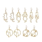 Zinc Alloy Hollow Out Cat Dangle Earrings, 304 Stainless Steel Long Drop Earrings for Women