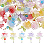 40 piezas 5 colores colgantes de imitación de perlas de plástico acrílico y ABS, flor, con lazo de latón platino