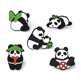 Panda Enamel Pin, Black Tone Alloy Brooch for Backpack Clothes