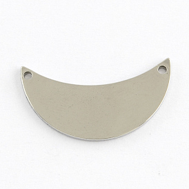 Crescent Moon Stainless Steel Links Connectors, 24x13x1mm, Hole: 1mm
