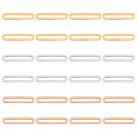 24pcs 3 couleurs 304 anneaux de liaison en acier inoxydable pour la fabrication de bijoux, polissage manuel, rectangle
