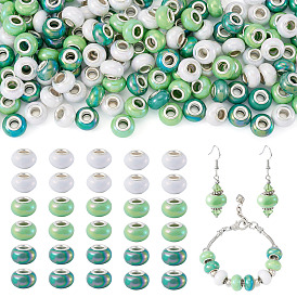 150европейские бусины из непрозрачной смолы, бусины с большим отверстием, рондель с латунными сердечниками, покрытыми серебром