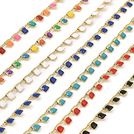 Латунные прямоугольные цепи, с эмалью, без кадмия, без никеля и без свинца, пайки, с катушкой, реальный 18 k позолоченный, долговечный