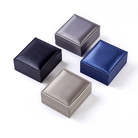 Cajas de plástico de la joyería, cubierta de cuero de imitación, Rectángulo