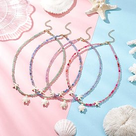 4 шт. 4 цвета лето натуральный зеленый авантюрин и аметист и окрашенный агат ограненные круглые бусины окрашенная синтетическая бирюза морские черепахи кулон ожерелья, золотые