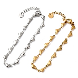 304 Stainless Steel Heart Link Chain Bracelets for Women