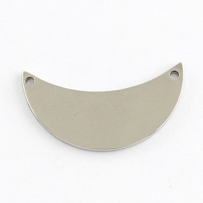 Crescent Moon Stainless Steel Links Connectors, 24x13x1mm, Hole: 1mm