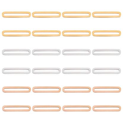 24pcs 3 couleurs 304 anneaux de liaison en acier inoxydable pour la fabrication de bijoux, polissage manuel, rectangle