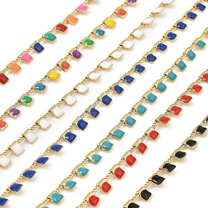 Латунные прямоугольные цепи, с эмалью, без кадмия, без никеля и без свинца, пайки, с катушкой, реальный 18 k позолоченный, долговечный