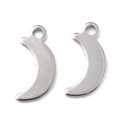 201 Stainless Steel Charms, Moon