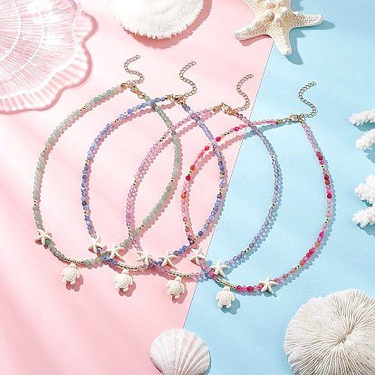 4 шт. 4 цвета лето натуральный зеленый авантюрин и аметист и окрашенный агат ограненные круглые бусины окрашенная синтетическая бирюза морские черепахи кулон ожерелья, золотые