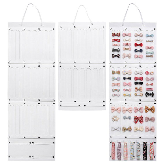 2pcs 2 styles feutre grande capacité pinces à cheveux cintres de rangement, présentoirs muraux pour accessoires pour cheveux d'enfants, rectangle