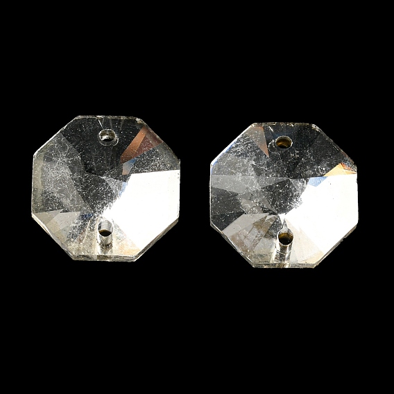 Glass Connector Charms, Faceted, Octagon Links