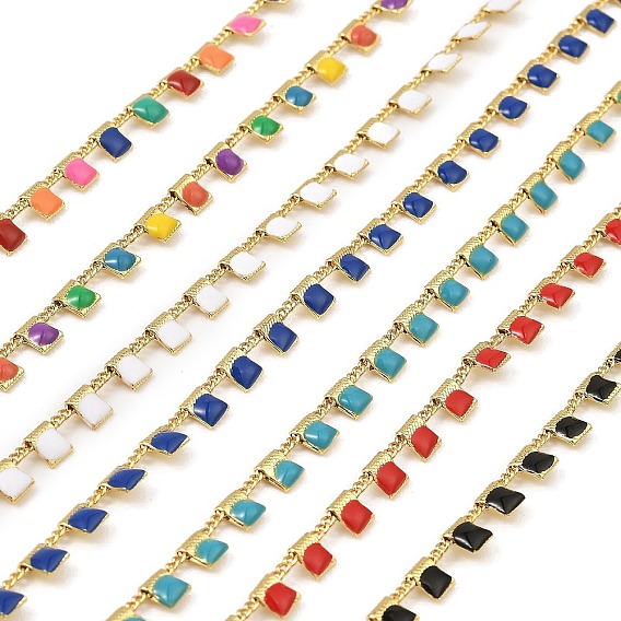 Латунные прямоугольные цепи, с эмалью, без кадмия, без никеля и без свинца, пайки, с катушкой, реальный 18 k позолоченный, долговечный