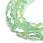 AB Color Plate Glass Beads Strands, Imitation Jade, Faceted Bamboo Stick