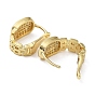 Clear Cubic Zirconia Oval Hoop Earrings, Real 18K Gold Plated Brass Earrings for Women