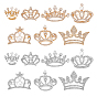 14Pcs 14 Styles Crown Zinc Alloy Rhinetsone Lapel Pins for Clothes, with Imitation Pearl