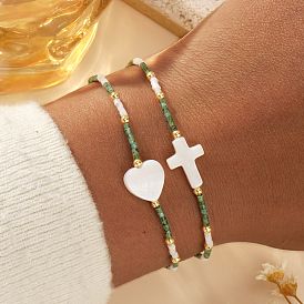 Элегантные эластичные браслеты из стеклянных бусин для женщин