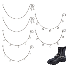 6шт. 3 стили сплава со стразами, цепочка для шнурков на высоком каблуке, предотвращающая распускание, звезда