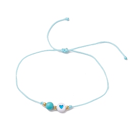 Nylon Braided Beads Adjustable Anklets, Acrylic and Gemstone Beads Anklets