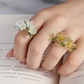 Стеклянные кольца на палец с цветком, османтус