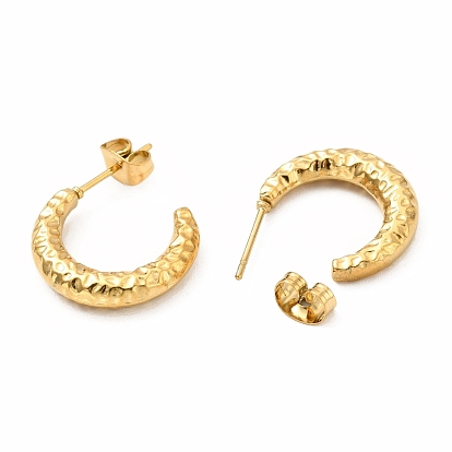 304 Stainless Steel Crescent Moon Stud Earrings, Half Hoop Earrings for Women