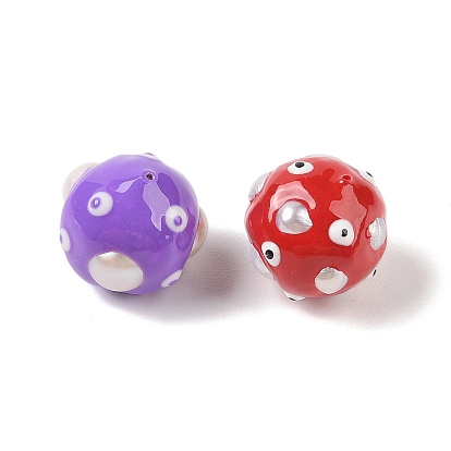 Эмалевые бусины из натурального пресноводного жемчуга, бусины ручной работы, круглый с рисунком сглаза