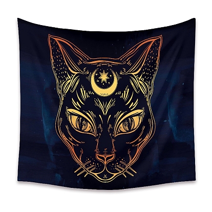 Polyester Wall Tapestry, Rectangle Tapestry for Wall Bedroom Living Room, Cat/Skull/Goat Pattern