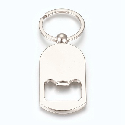 Zinc Alloy Cabochon Settings Bottle Openers, Blanks Cameo Bezel Findings, with Iron Ring, Flat Round