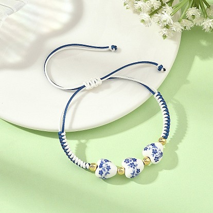 Bracelets en porcelaine à motif floral et perles tressées en forme de cœur, or