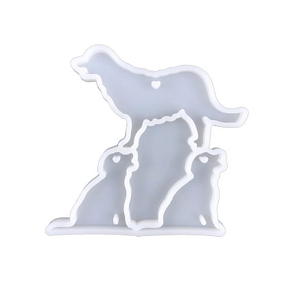 Dog Shape DIY Pendant Silicone Molds, for Keychain Making, Resin Casting Molds, For UV Resin, Epoxy Resin Jewelry Making