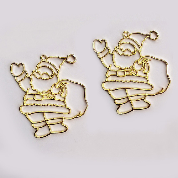 Zinc Alloy Open Back Bezel Pendants, For DIY UV Resin, Epoxy Resin, Pressed Flower Jewelry, Long-Lasting Plated, Father Christmas